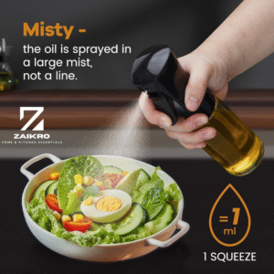ZAIKRO Oil Sprayer Bottle for Cooking | 220ml Glass Oil Spray Bottle for Kitchen | Leak-Proof Refillable Dispenser for Air Fryer, Salad, Roasting & Frying