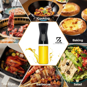 ZAIKRO Oil Sprayer Bottle for Cooking | 220ml Glass Oil Spray Bottle for Kitchen | Leak-Proof Refillable Dispenser for Air Fryer, Salad, Roasting & Frying