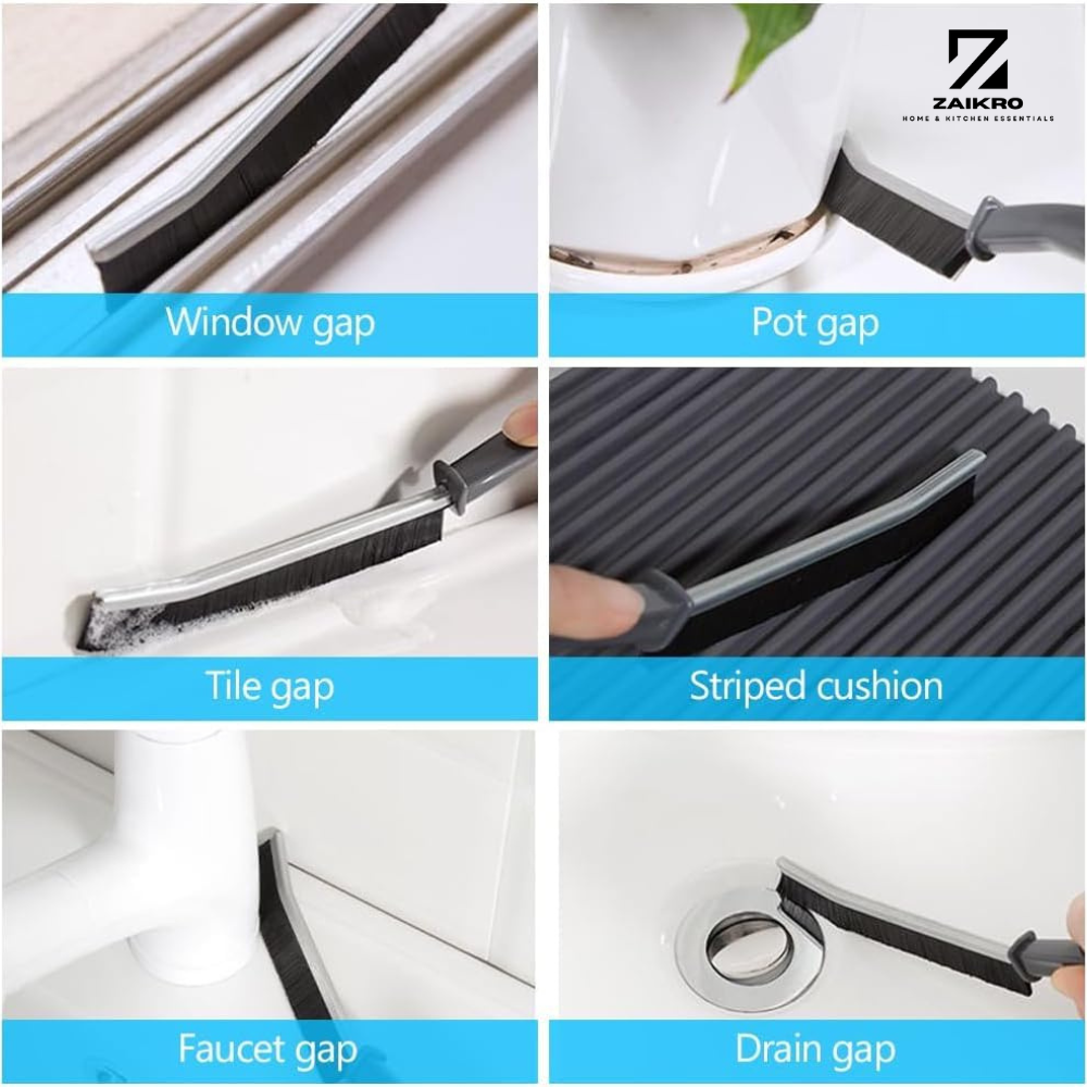 Mini Gap Cleaning Brush with Hard Bristles for Tiny Spaces | Handheld Groove Cleaner for Kitchen, Sink, Tiles, Window Tracks (Pack of 2) + 10 Flower Hooks - Image 2