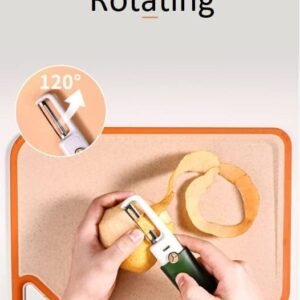 Multi-Functional 2 in 1 (Pack of 1) Stainless Steel Kitchen Knife and Peeler | Portable Peeling Tool with Protective Cover for Fruits, Vegetables, Potato | Travel, Outdoor, Camping, Hiking Use