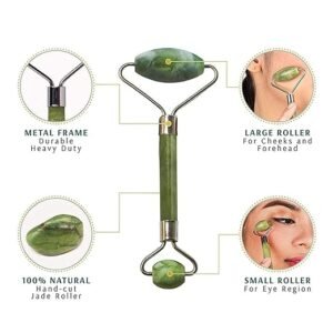 Jade Roller & Gua Sha Tool Neck Massager Natural Himalayan Stone for Face Neck Healing Skin Wrinkles & Serum Application