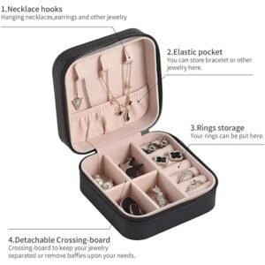 Small Jewelry Storage Box Pu Leather With Mini Portable Organizer, Zipper Travel case For rings Earrings necklace bracelets Decorative Box