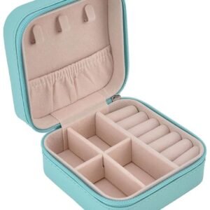 Small Jewelry Storage Box Pu Leather With Mini Portable Organizer, Zipper Travel case For rings Earrings necklace bracelets Decorative Box