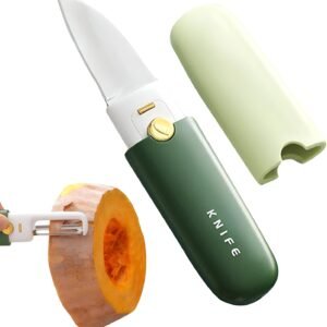 Multi-Functional 2 in 1 (Pack of 1) Stainless Steel Kitchen Knife and Peeler | Portable Peeling Tool with Protective Cover for Fruits, Vegetables, Potato | Travel, Outdoor, Camping, Hiking Use