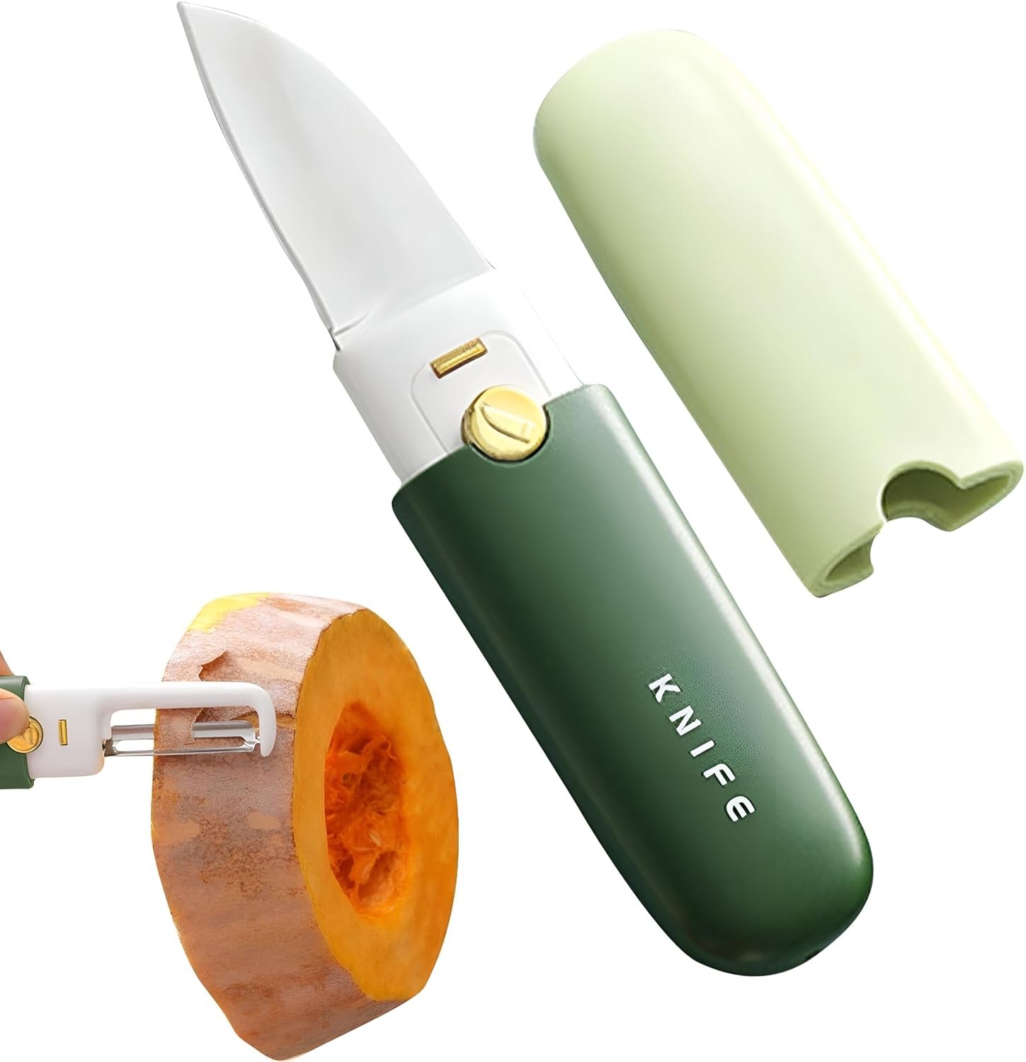 Multi-Functional 2 in 1 (Pack of 1) Stainless Steel Kitchen Knife and Peeler | Portable Peeling Tool with Protective Cover for Fruits, Vegetables, Potato | Travel, Outdoor, Camping, Hiking Use - Image 9