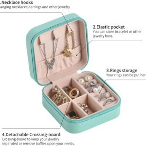 Small Jewelry Storage Box Pu Leather With Mini Portable Organizer, Zipper Travel case For rings Earrings necklace bracelets Decorative Box
