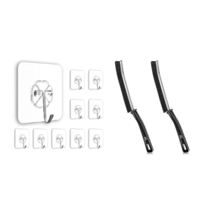 Mini Gap Cleaning Brush with Hard Bristles for Tiny Spaces | Handheld Groove Cleaner for Kitchen, Sink, Tiles, Window Tracks (Pack of 2) + 10 Flower Hooks