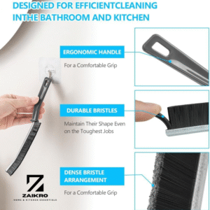 Mini Gap Cleaning Brush with Hard Bristles for Tiny Spaces | Handheld Groove Cleaner for Kitchen, Sink, Tiles, Window Tracks (Pack of 2) + 10 Flower Hooks