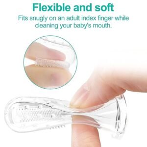 Baby Finger Toothbrush with Soft Bristles (Pack of 2)  – Gentle Gum Massager & Oral Care Brush for Infants, Kids & Toddlers  Multicolor !