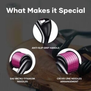 Derma Roller For Hair And Beard Regrowth, 540 Micro 0.5mm Titanium Alloy Needles Reduces Hair Fall & Stimulates Hair Follicles, For Men & Women