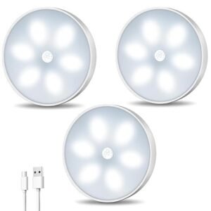 Wireless Motion Sensor Light for Home USB Charging Portable LED Body Induction Lamp with Self Adhesive Magnetic Strip for Wardrobe, Bedroom (Pack of 2)