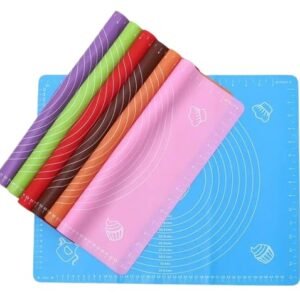 Non-Stick Stretchable Silicone Baking & Kneading Kitchen Mat with Measurements for Roti, Dough Atta, Chapati, Cake Pad Rolling Mat (50 * 40 cm) (Multicolor)