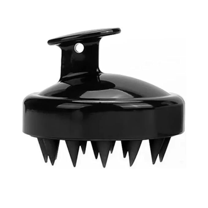 Hair Scalp Massager Shampoo Brush, Silicone Soft Bristles For Head Massaging and Washing, Anti-dandruff Removal Brush, Comb With Handle (Multicolor) (Black, Pack of 1)