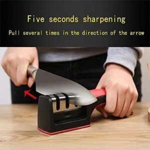 Knife Sharpener for Kitchen | Red Ribbon Pro Heavy Duty Knife Sharpening Tool | 304 Stainless Steel Sharpener for Kitchen & Small Knives (Pack of 1)