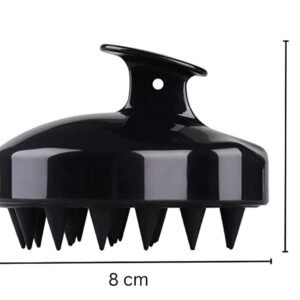 Hair Scalp Massager Shampoo Brush, Silicone Soft Bristles For Head Massaging and Washing, Anti-dandruff Removal Brush, Comb With Handle (Multicolor) (Black, Pack of 1)