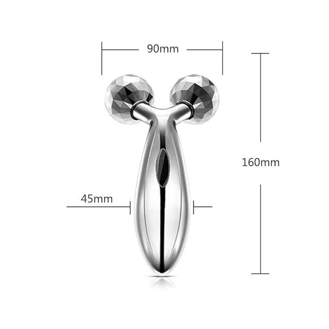 3D Massager Manual Roller (Silver) 360 Rotate Face Full Body Shape for Skin Lifting Wrinkle Remover Facial Massage, Face Roller For Men & Women - Image 6