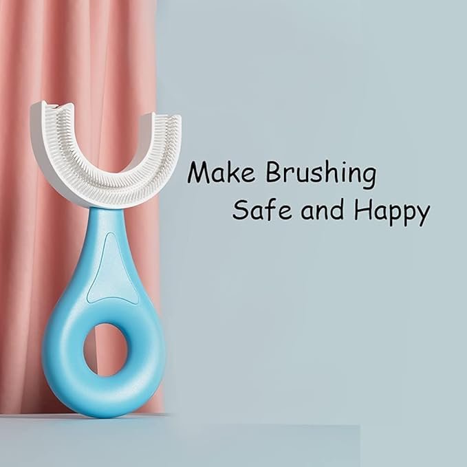 U Shaped Toothbrush for Kids (Pack of 2), Food Grade Soft Silicone Brush Head, 360° Oral Teeth Cleaning Tools, Children Infant U Shape Manual Toothbrush - Image 7