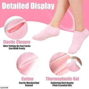 Moisturizing Silicone Gel Socks for Cracked Heels – Foot Hydration & Repair Socks with Natural Oils & Vitamin E, Softens Dry Feet (Unisex, Multicolor, 1 Pair)