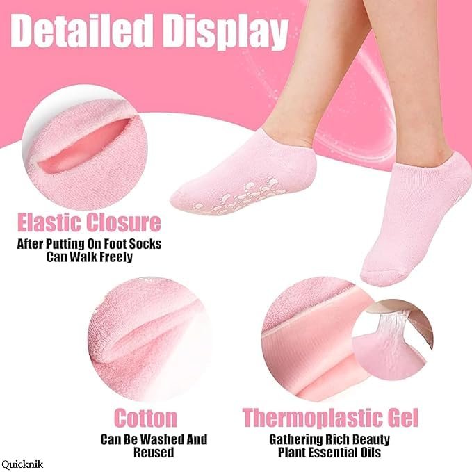 Moisturizing Silicone Gel Socks for Cracked Heels – Foot Hydration & Repair Socks with Natural Oils & Vitamin E, Softens Dry Feet (Unisex, Multicolor, 1 Pair) - Image 2