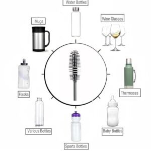 CREATIVES Silicone Bottle Cleaner Brush (Pack of 2) | Long Handle Cleaning Brush for Water Bottles, Sippers, Shakers, Mugs & Solution Bottles