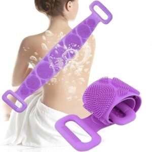 Silicone Body Back Scrubber, Double Sided Bath Belt For Deep Cleaning & Exfoliating Dead Skin, Suitable For All Skin Types, Durable (Multicolor) (Pack of 1)