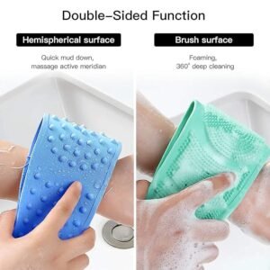 Silicone Body Back Scrubber, Double Sided Bath Belt For Deep Cleaning & Exfoliating Dead Skin, Suitable For All Skin Types, Durable (Multicolor) (Pack of 1)