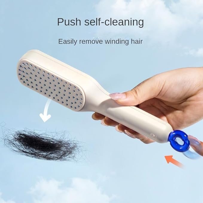 Anti Static Massage Comb with Self Cleaning For Men and women (Pack of 2 ), Retractable Rotary Lift Self-Cleaning Brush, Women's Hair Styling tool (multicolor) - Image 6