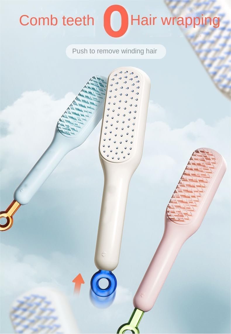 Anti Static Massage Comb with Self Cleaning For Men and women (Pack of 2 ), Retractable Rotary Lift Self-Cleaning Brush, Women's Hair Styling tool (multicolor) - Image 7