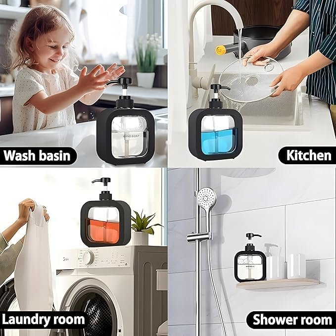 Transparent Plastic Hand Wash Dispenser with Pump for Shampoo, Dish, Liquid Soap Refillable Soap Bottle for Kitchen, Bathroom, Household use (300ml) - Image 8