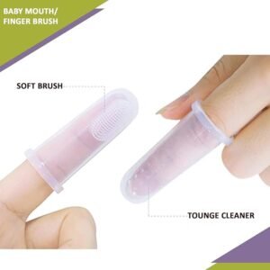 Baby Finger Toothbrush with Soft Bristles (Pack of 2)  – Gentle Gum Massager & Oral Care Brush for Infants, Kids & Toddlers  Multicolor !