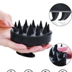 Hair Scalp Massager Shampoo Brush, Silicone Soft Bristles For Head Massaging and Washing, Anti-dandruff Removal Brush, Comb With Handle (Multicolor) (Black, Pack of 1)