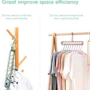 Magic 9 Holes Clothes Hanger, Wardrobe Storage Organizer , Heavy Duty Anti Skid Plastic with 360º Swivel Hook, Essential Closet Space Saver (Multicolor) (Pack of 4)