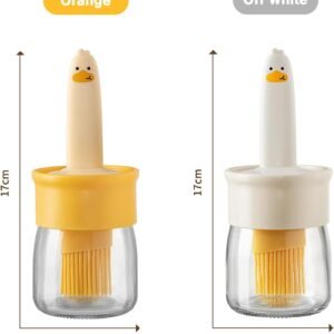 Premium Olive Oil Dispenser Bottle with Silicone Brush (200ML) | Leakproof Transparent Oil Container for Cooking, Baking, BBQ & Kitchen Use (Yellow/White)