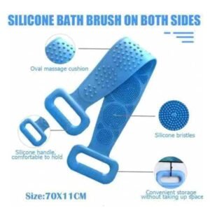 Silicone Body Back Scrubber, Double Sided Bath Belt For Deep Cleaning & Exfoliating Dead Skin, Suitable For All Skin Types, Durable (Multicolor) (Pack of 1)