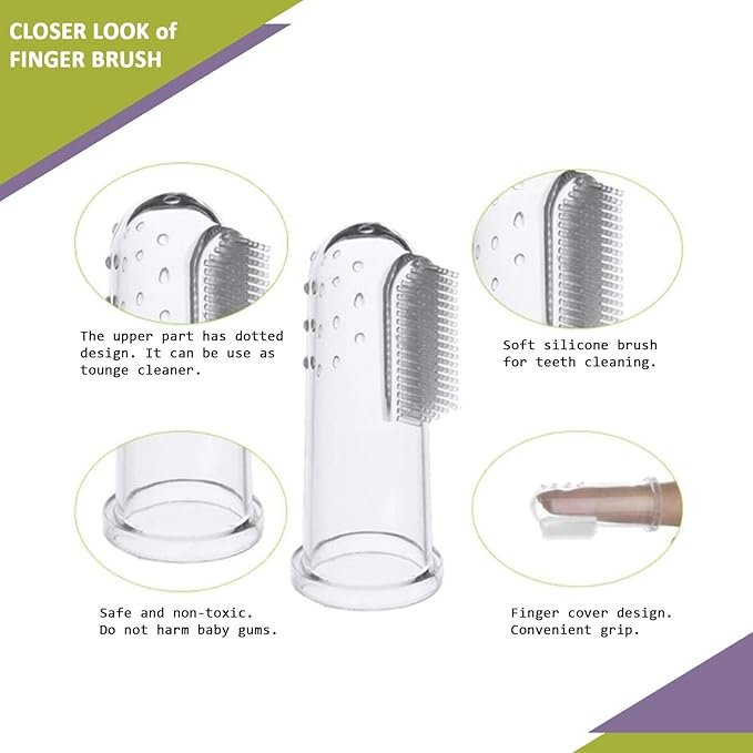 Baby Finger Toothbrush with Soft Bristles (Pack of 2) – Gentle Gum Massager & Oral Care Brush for Infants, Kids & Toddlers Multicolor ! - Image 4