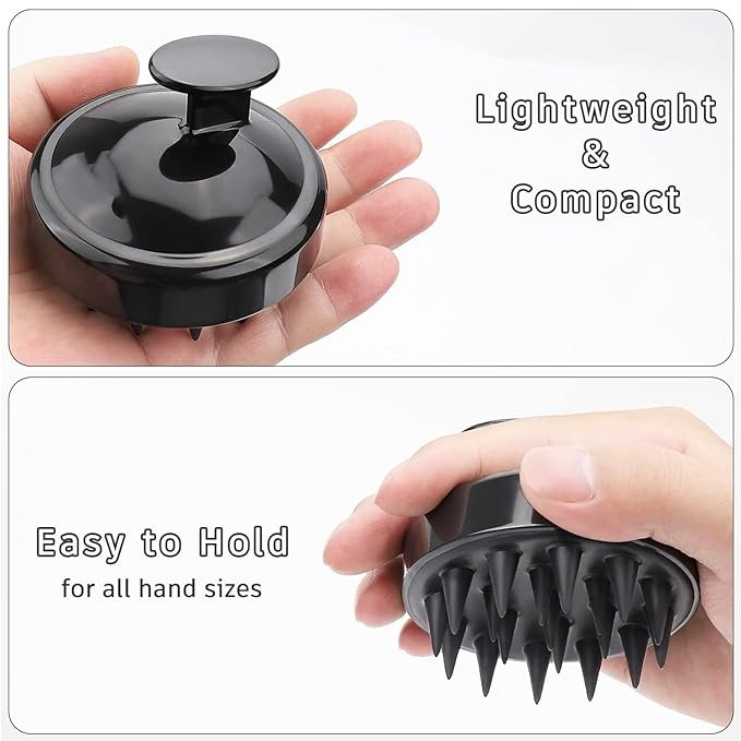 Hair Scalp Massager Shampoo Brush, Silicone Soft Bristles For Head Massaging and Washing, Anti-dandruff Removal Brush, Comb With Handle (Multicolor) (Black, Pack of 1) - Image 4
