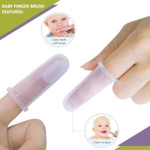 Baby Finger Toothbrush with Soft Bristles (Pack of 2)  – Gentle Gum Massager & Oral Care Brush for Infants, Kids & Toddlers  Multicolor !