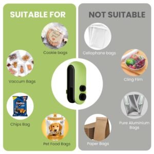 Portable Mini Sealing Machine, Handheld Packet Sealer For Food, Snacks, chips, Plastic Bag 2 in One With Cutter and USB Type C, Rechargeable (Multicolor)