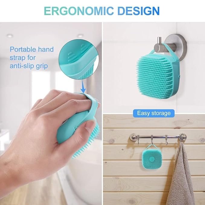 Body Scrubber With Shower Gel Dispenser, Soft Silicone Bristles For Deep Cleaning, Scalp Massage, Dead Skin Removal, Exfoliating Bath Brush, Loofah - Image 4