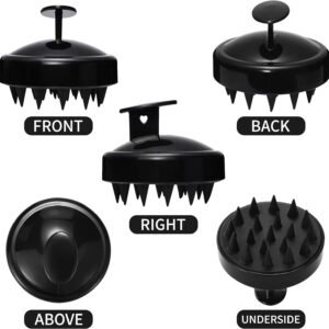 Hair Scalp Massager Shampoo Brush, Silicone Soft Bristles For Head Massaging and Washing, Anti-dandruff Removal Brush, Comb With Handle (Multicolor) (Black, Pack of 1)