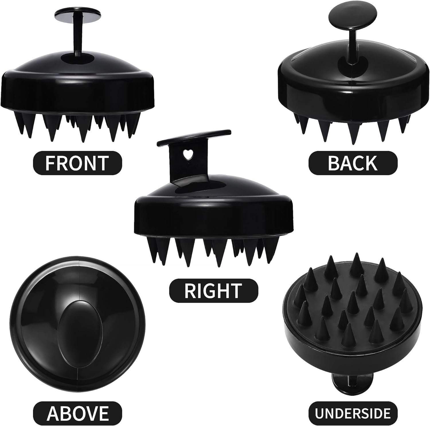 Hair Scalp Massager Shampoo Brush, Silicone Soft Bristles For Head Massaging and Washing, Anti-dandruff Removal Brush, Comb With Handle (Multicolor) (Black, Pack of 1) - Image 5