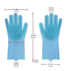 Magic Silicone Dish Washing Gloves For Kitchen, Bathroom, Clothes, Scrubber For Pet Grooming, Durable, Reusable (Multicolor)