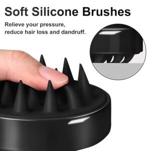 Hair Scalp Massager Shampoo Brush, Silicone Soft Bristles For Head Massaging and Washing, Anti-dandruff Removal Brush, Comb With Handle (Multicolor) (Black, Pack of 1)