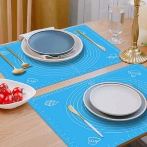 Non-Stick Stretchable Silicone Baking & Kneading Kitchen Mat with Measurements for Roti, Dough Atta, Chapati, Cake Pad Rolling Mat (50 * 40 cm) (Multicolor)
