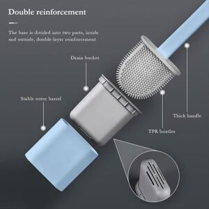 Toilet Brush and Holder Set for Bathroom, Flexible Toilet Cleaning Bowl Brush Head with Silicone Bristles, Compact Size for Storage and Organization (Pack of 1) (Multicolor)