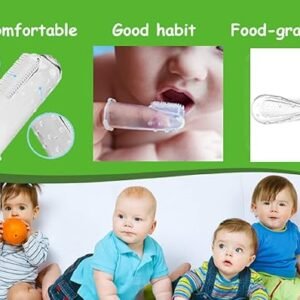 Baby Finger Toothbrush with Soft Bristles (Pack of 2)  – Gentle Gum Massager & Oral Care Brush for Infants, Kids & Toddlers  Multicolor !