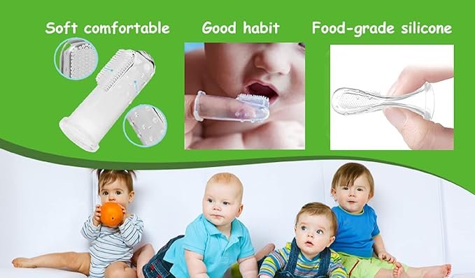 Baby Finger Toothbrush with Soft Bristles (Pack of 2) – Gentle Gum Massager & Oral Care Brush for Infants, Kids & Toddlers Multicolor ! - Image 6