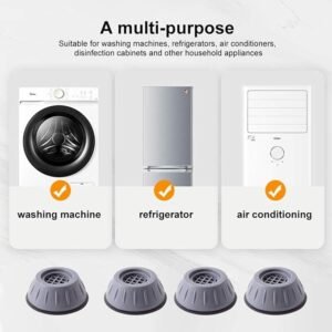Anti Vibration Pads with Suction Cup for Washing Machine, Refrigerator, Noise Cancelling Pads, Shock Absorber, Heavy Duty Stand, Round, Anti Skid (Pack of 4, One Size)