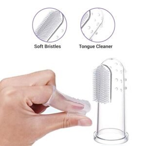 Baby Finger Toothbrush with Soft Bristles (Pack of 2)  – Gentle Gum Massager & Oral Care Brush for Infants, Kids & Toddlers  Multicolor !