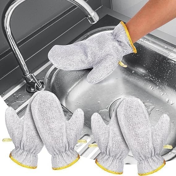 Steel Wired Dish Washing Gloves For Utensils, Dishes, Tiles, Bathroom, Kitchen, Reusable, Pet Grooming Silver Color (Pack of 1 Pair) - Image 6